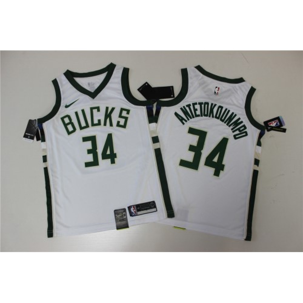 Men's Milwaukee Bucks Giannis Antetokounmpo #34 White Swingman Jersey - Association Edition-Pro Kit Vault | Brand New 26/27 Sports Jerseys